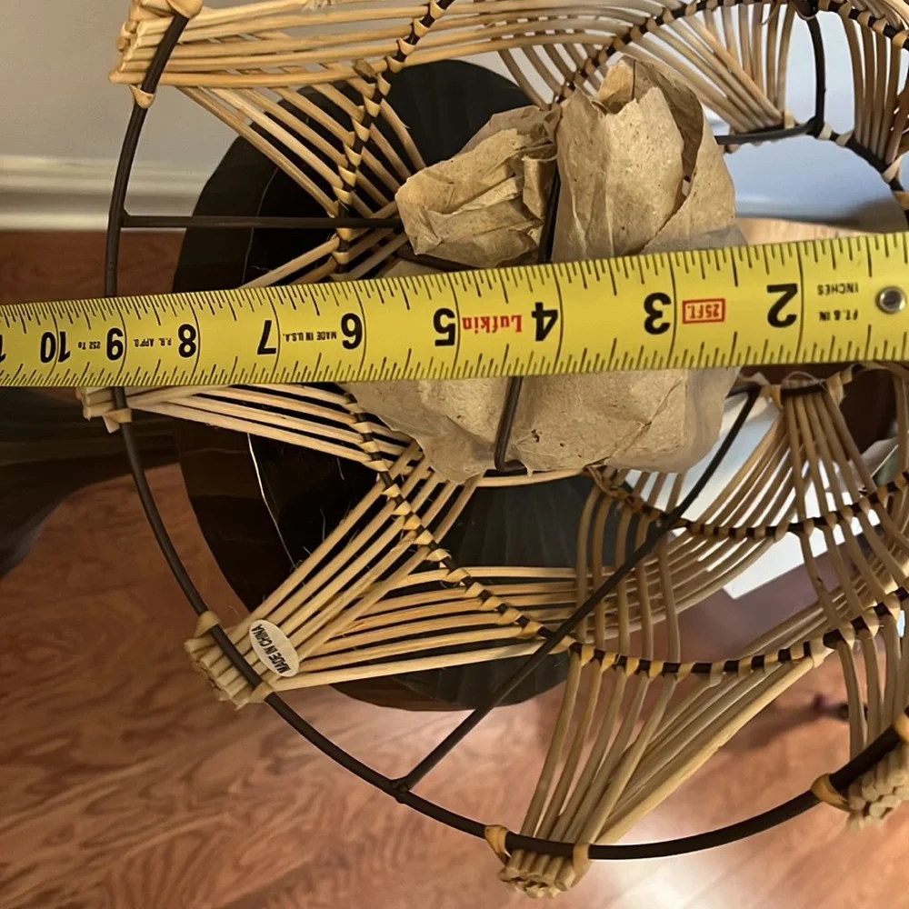 Woven Rattan Lantern with Glass Chimney / NWT